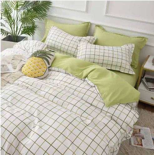 Green Plaid Duvet Cover Set