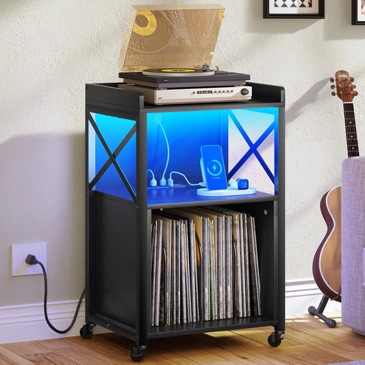 Record Player Stand Vinyl Storage Cabinet