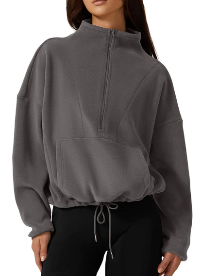 Polar Fleece Half Zip Sherpa Pullover Sweatshirt