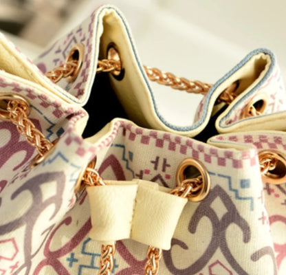 Ethnic Style Canvas Bucket Bag