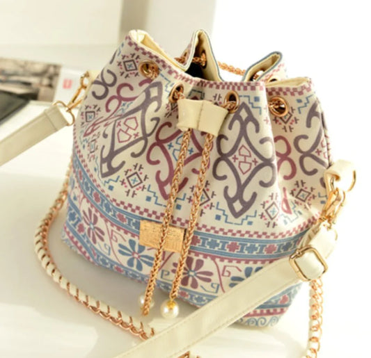 Ethnic Style Canvas Bucket Bag