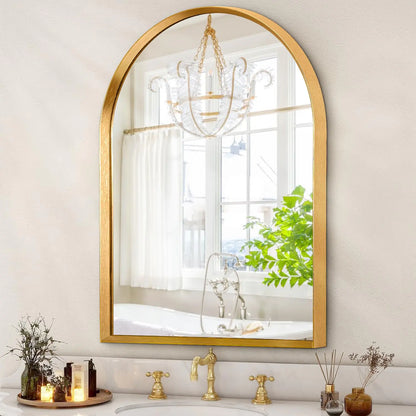 Gold Arched Bathroom Wall Mirror