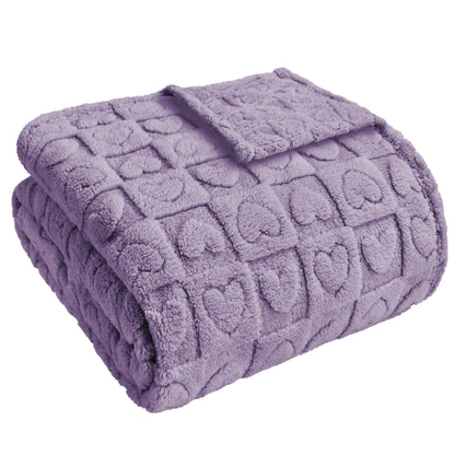 Heart Checkered Plush Throw Blanket