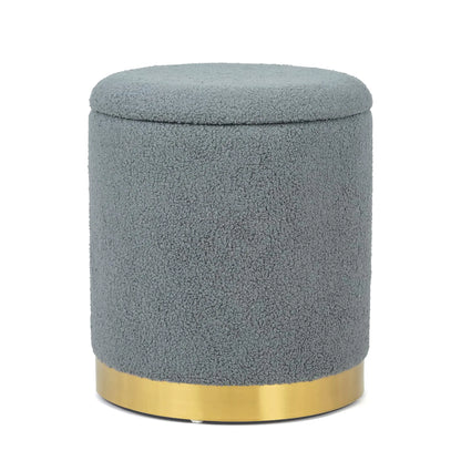 Boucle Round Storage Ottoman