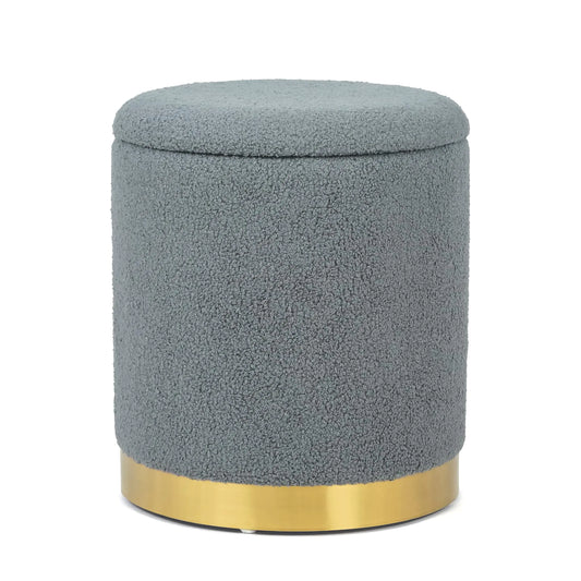 Boucle Round Storage Ottoman