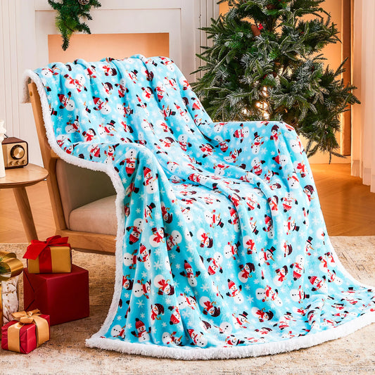 Ramees Christmas Fleece Sherpa Throw Blanket