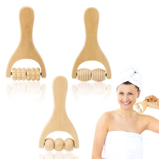 3Pcs Wooden Massage Roller Set