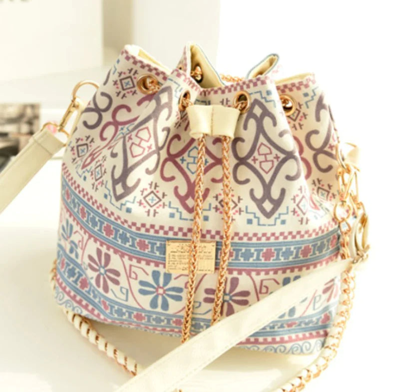 Ethnic Style Canvas Bucket Bag